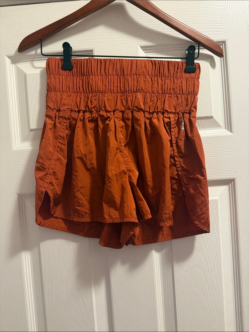 FP Movement by Free People Rust Athletic Smocked Waist Running Shorts